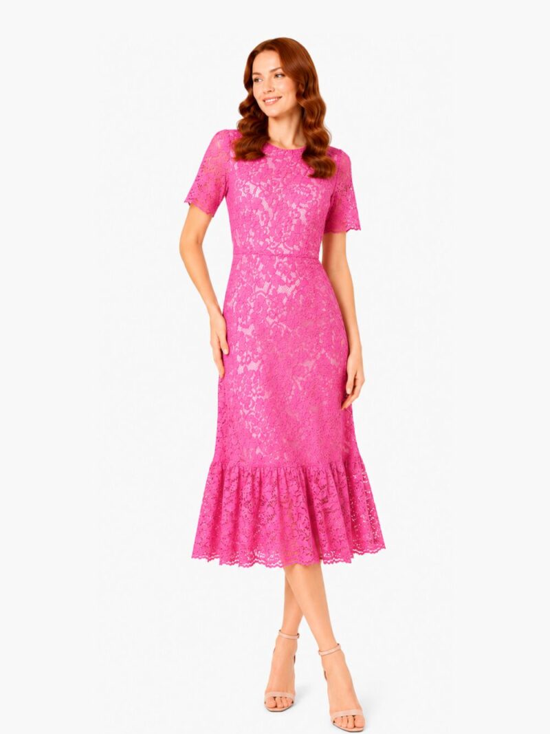 Rochie midi din dantelă de bumbac EVELYNE