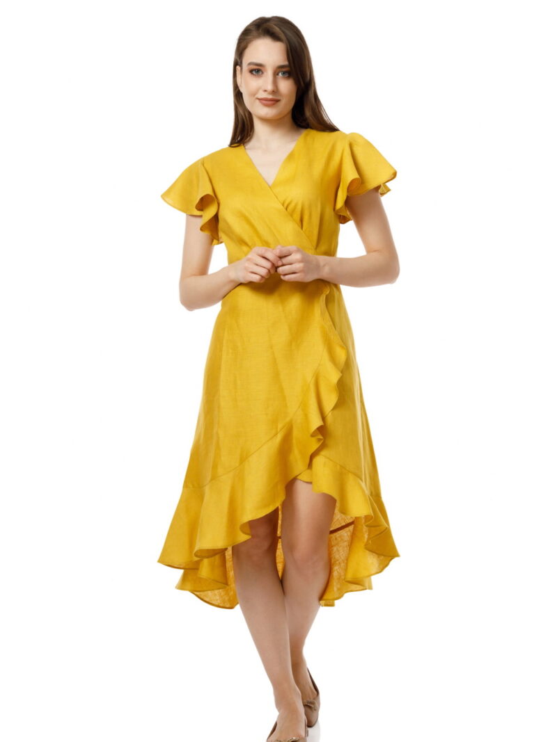 Rochie petrecuta din in galben SUNSHINE