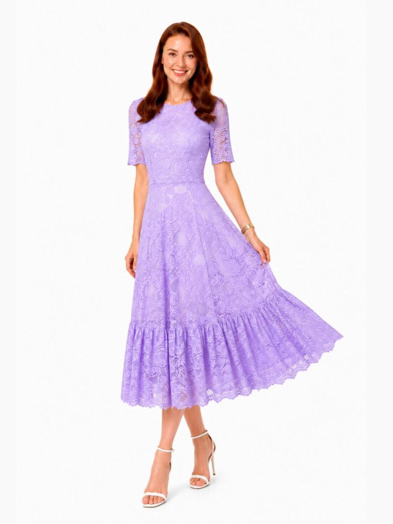 Rochie midi din dantelă de bumbac LAVANDER